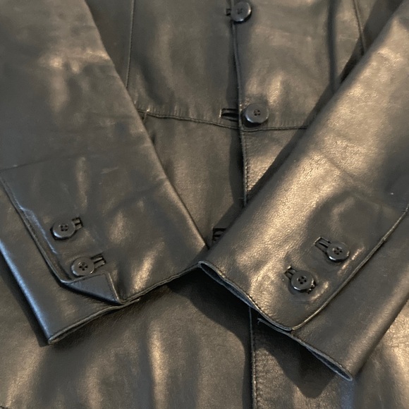 Vintage Gap Black Leather Four Button Blazer 90s Size Medium - Picture 3 of 10